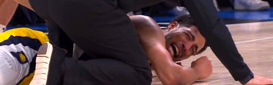 哈利伯顿无对抗受伤：怒锤地板被搀扶离场 恐重蹈KD跟腱断裂悲剧